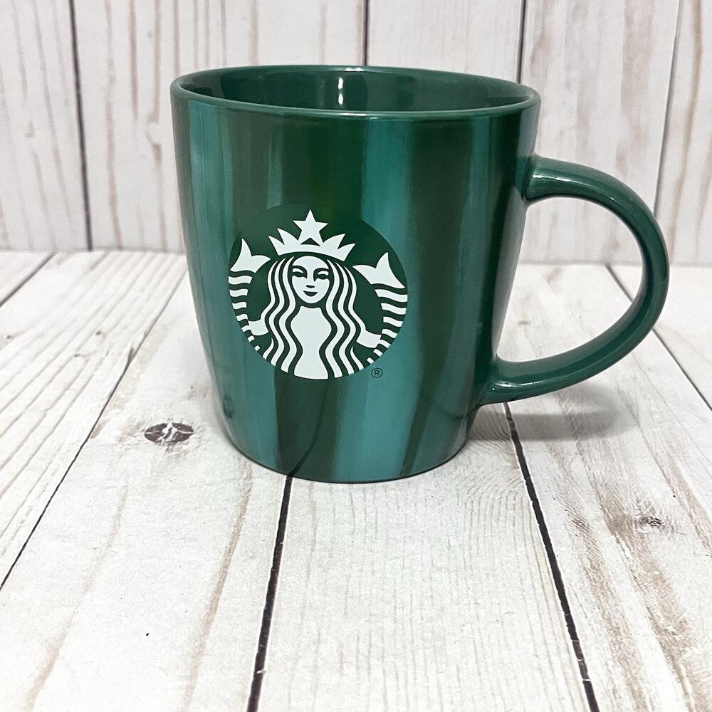 Starbucks 2022 Marbled Design Green Ceramic Coffee Mug 12oz EUC